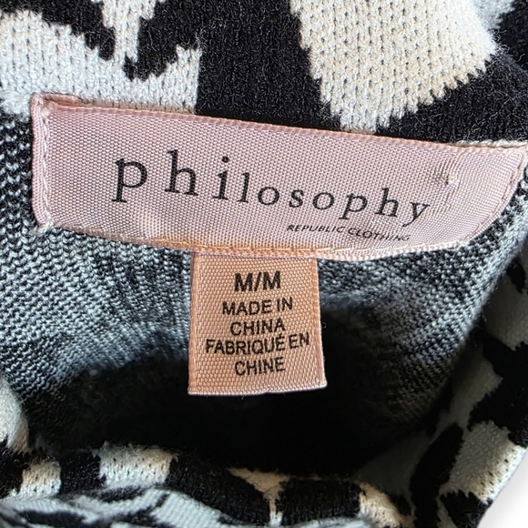 Philosophy Abstract Print Sweater, Black & White, Size Medium - Picture 6 of 7